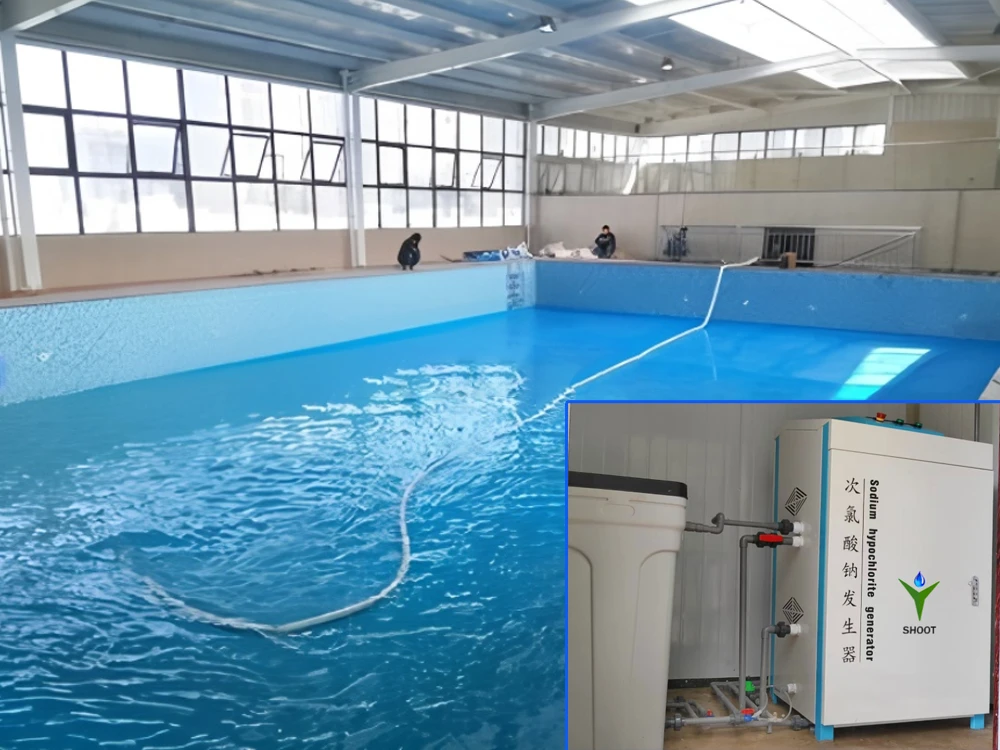 Sodium hypochlorite generator for swimming pool disinfection