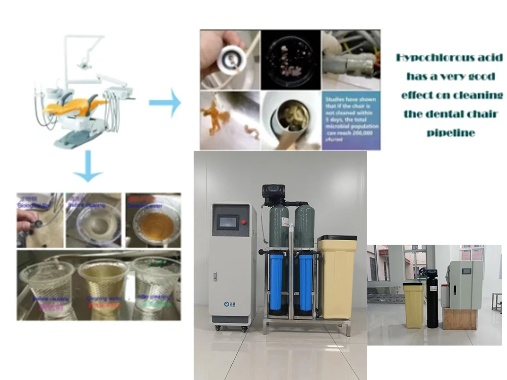Hypochlorous acid generator for oral treatment table, disinfection and sterilization