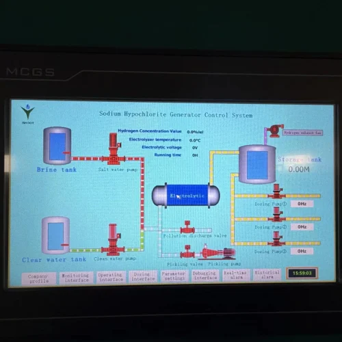 Sodium hypochlorite generator screen