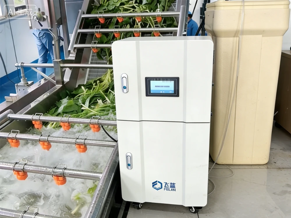 Hypochlorous acid generator for fruit and vegetable cleaning, disinfection and preservation