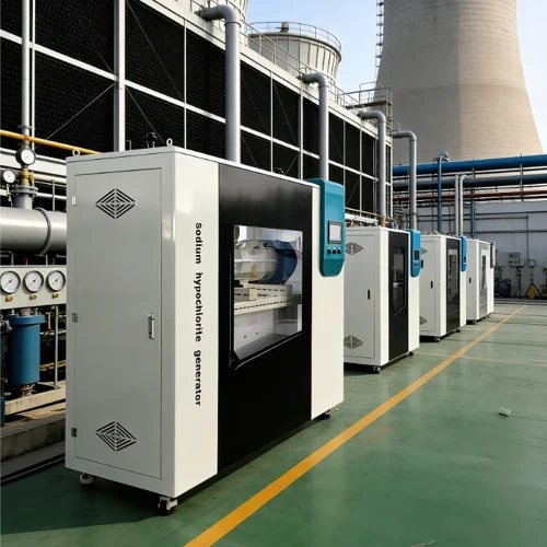Sodium hypochlorite generator in use at the site