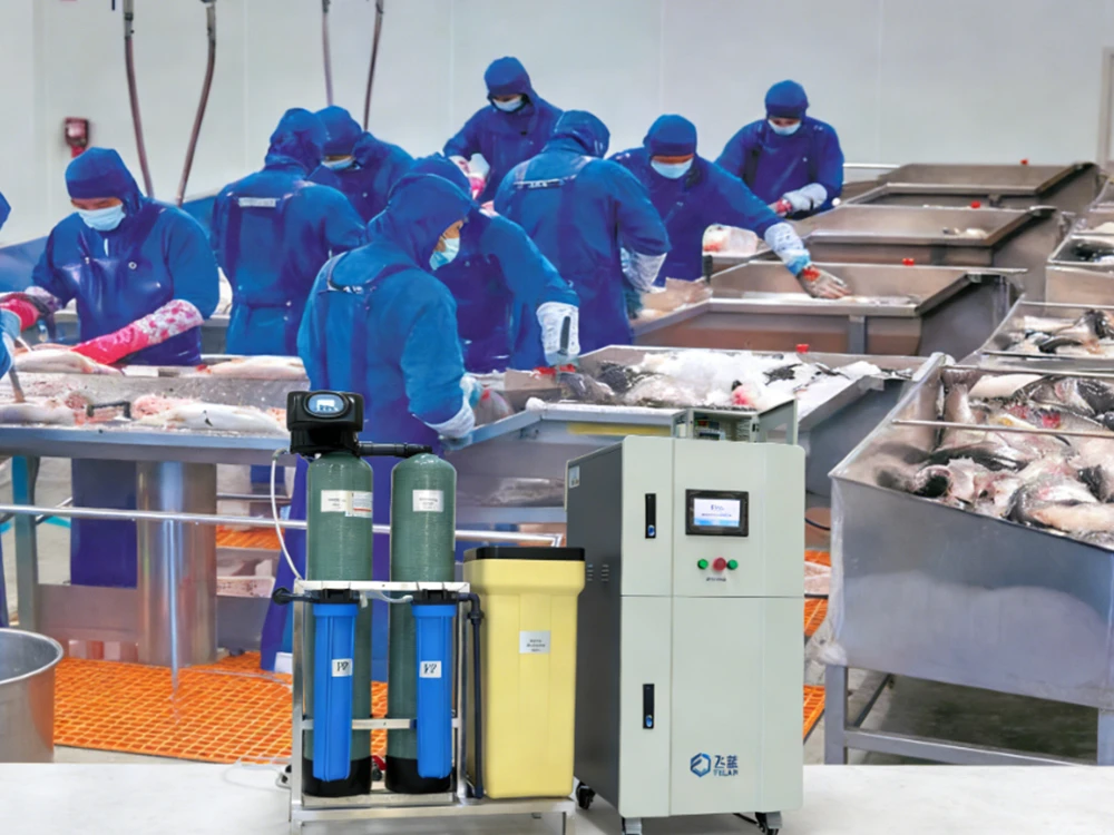 Hypochlorous-acid-generator-used-in-salmon-cleaning-processing-factory