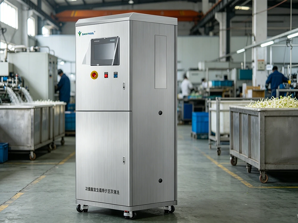 Hypochlorous-acid-generators-are-used-for-cleaning-and-disinfecting-bean-sprouts.