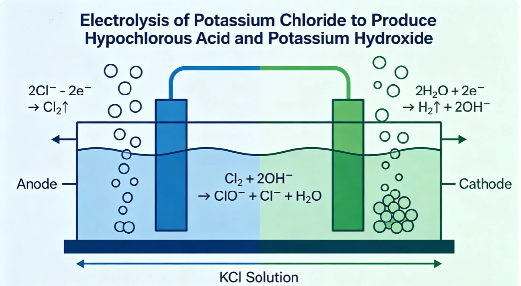 Electrolytic-potassium-chloride-hypochlorous-acid-generator