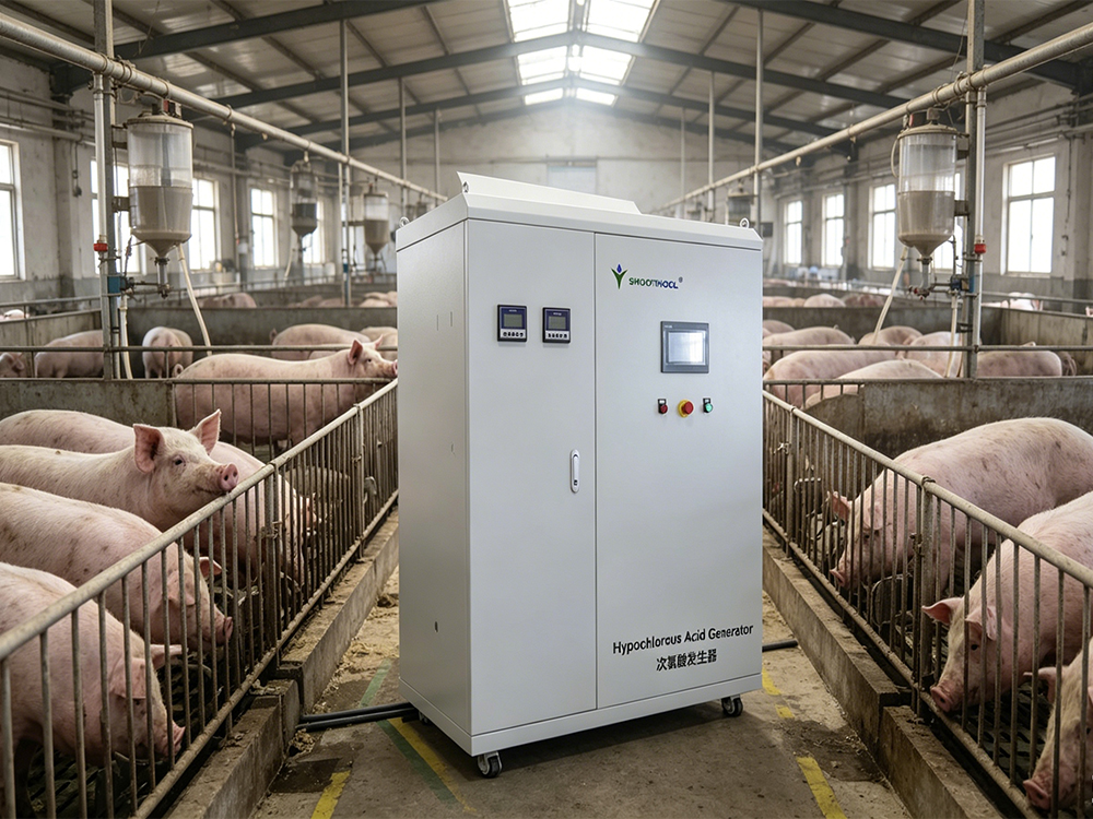 Hypochlorous acid generator is used for deodorization of animal husbandry