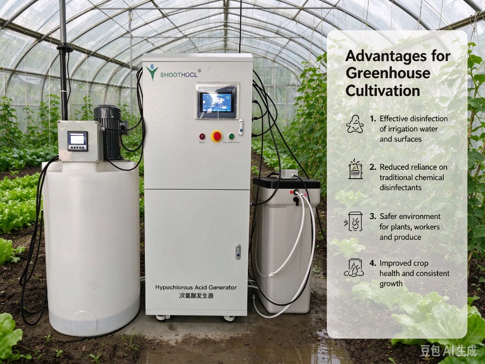 Hypochlorous acid generator for greenhouse planting