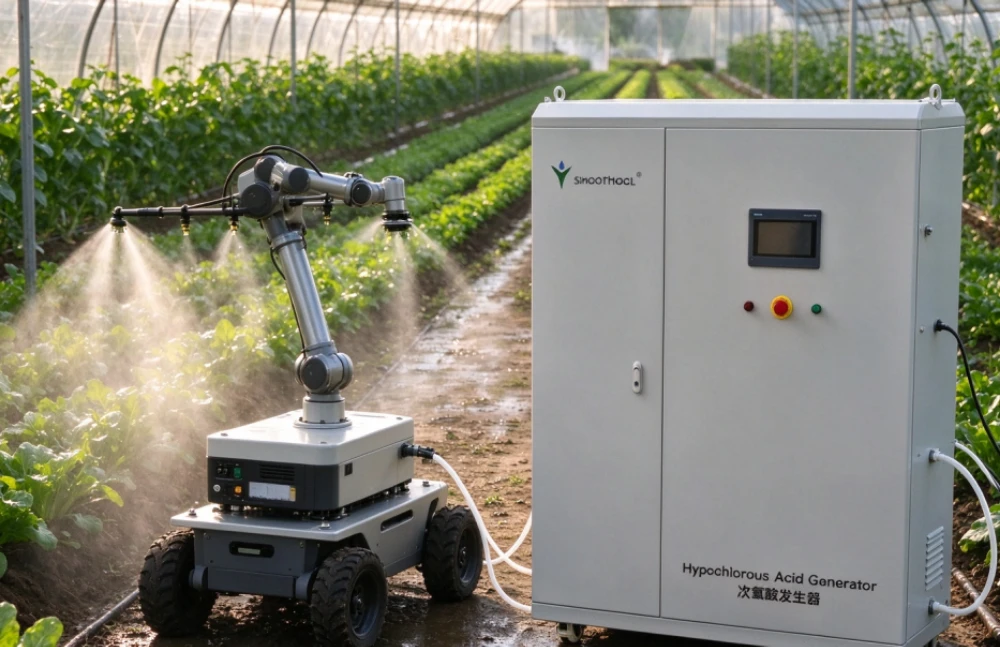 Hypochlorous acid generators for agricultural use
